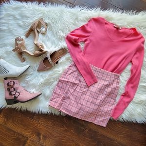 Banana Republic Pink Cotton Wool Blend Knit V Cut Stretch Valentines Top, Medium